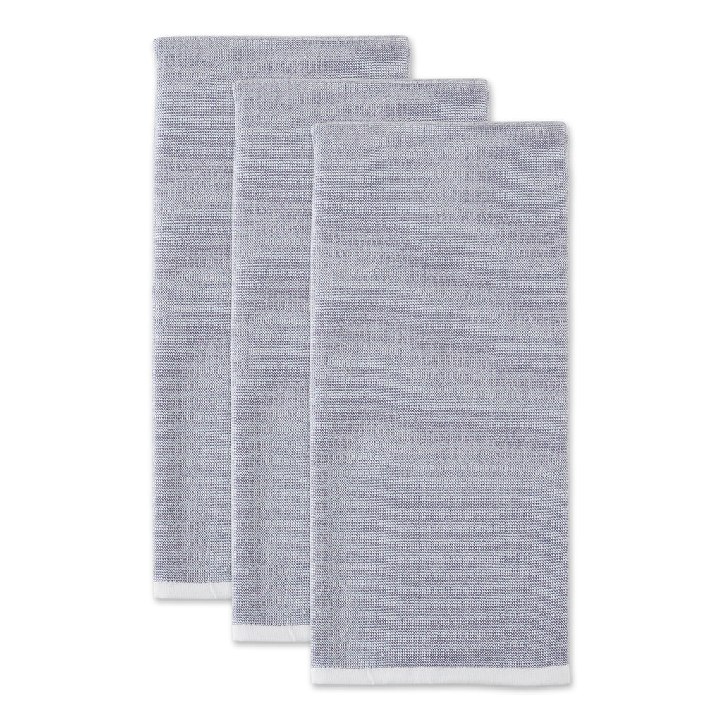 French Blue French Terry Chambray Solid Dishtowel Set of 3