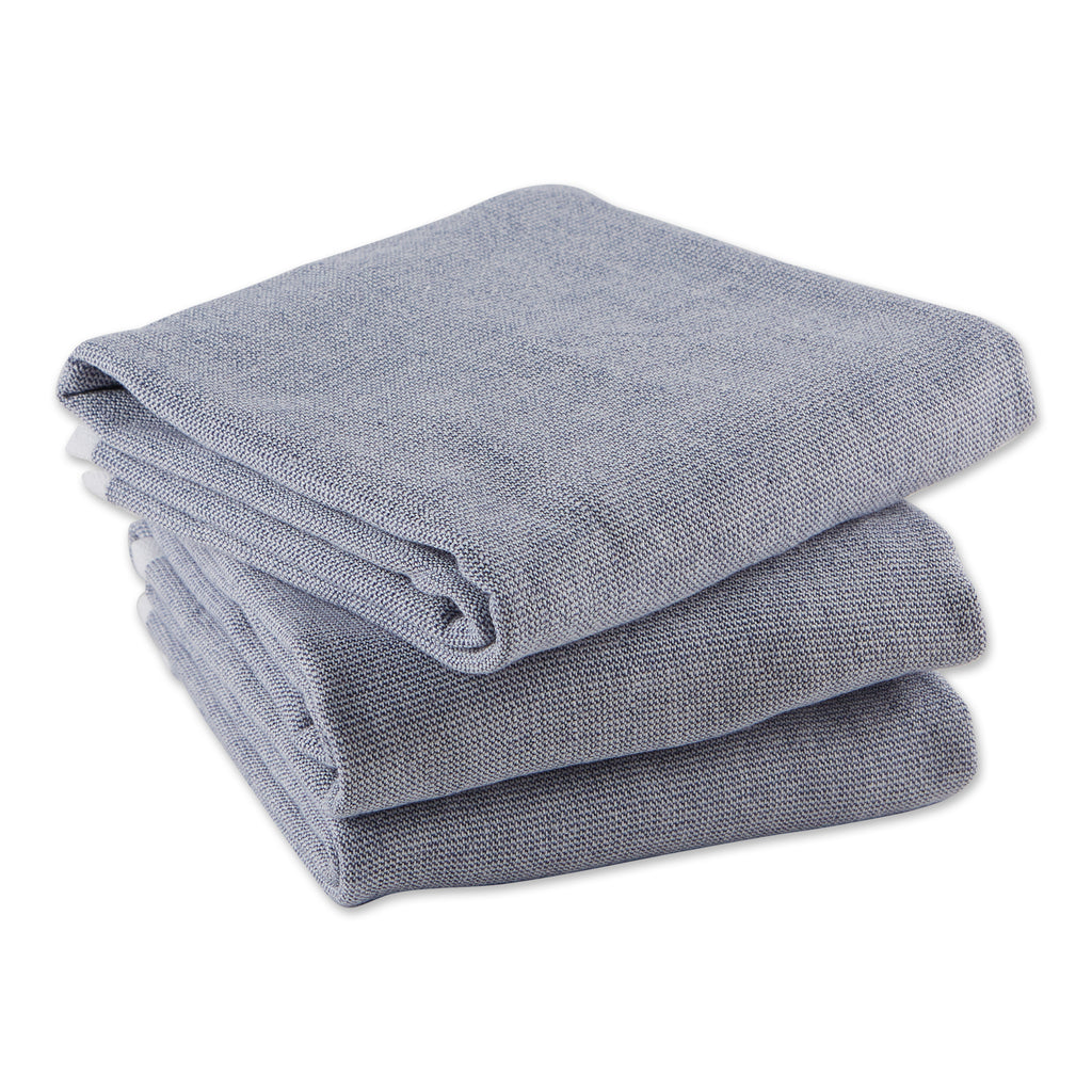French Blue French Terry Chambray Solid Dishtowel Set of 3