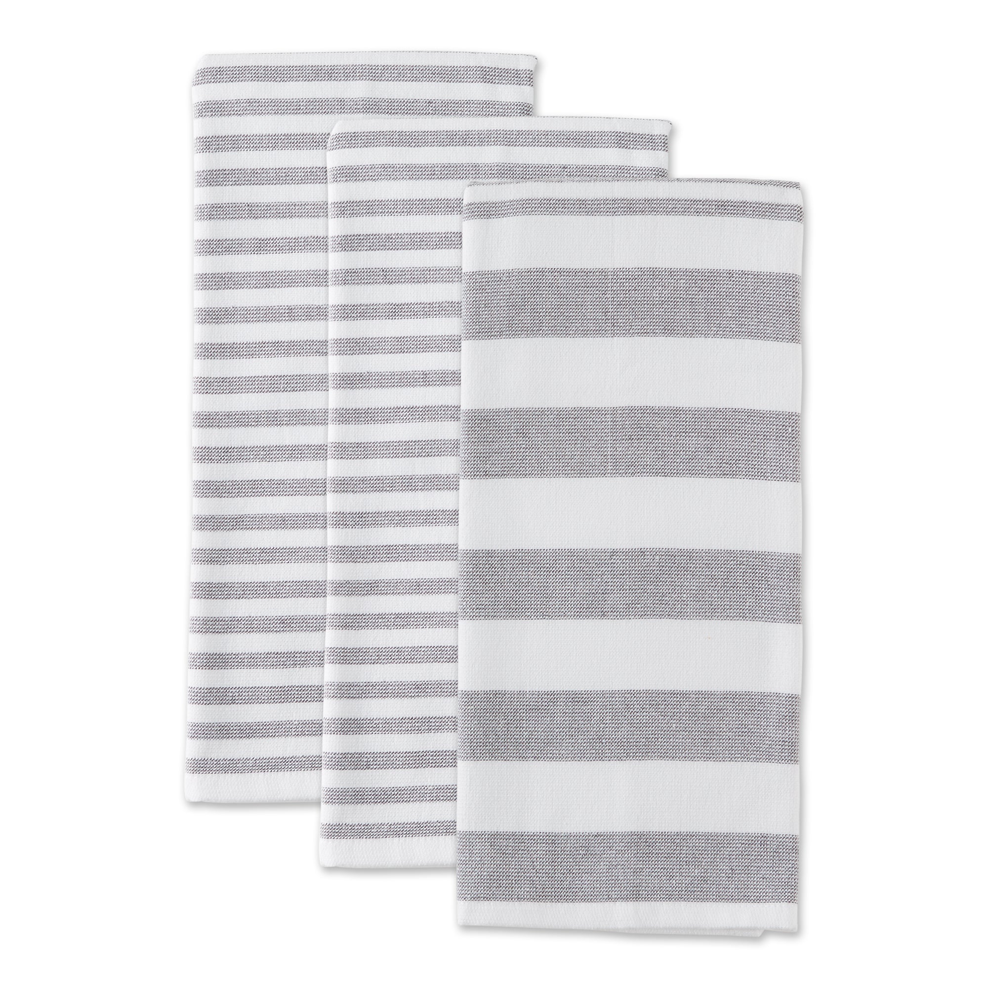 Set of 3 Mineral Gray French Terry Chambray Solid Dish Towel, 28