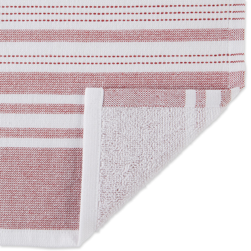 Barn Red French Terry Variegated Stripe Dishtowel (Set of 3)