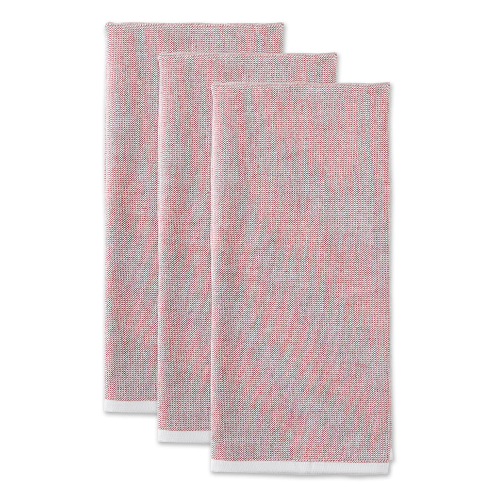 Barn Red French Terry Chambray Solid Dishtowel Set of 3
