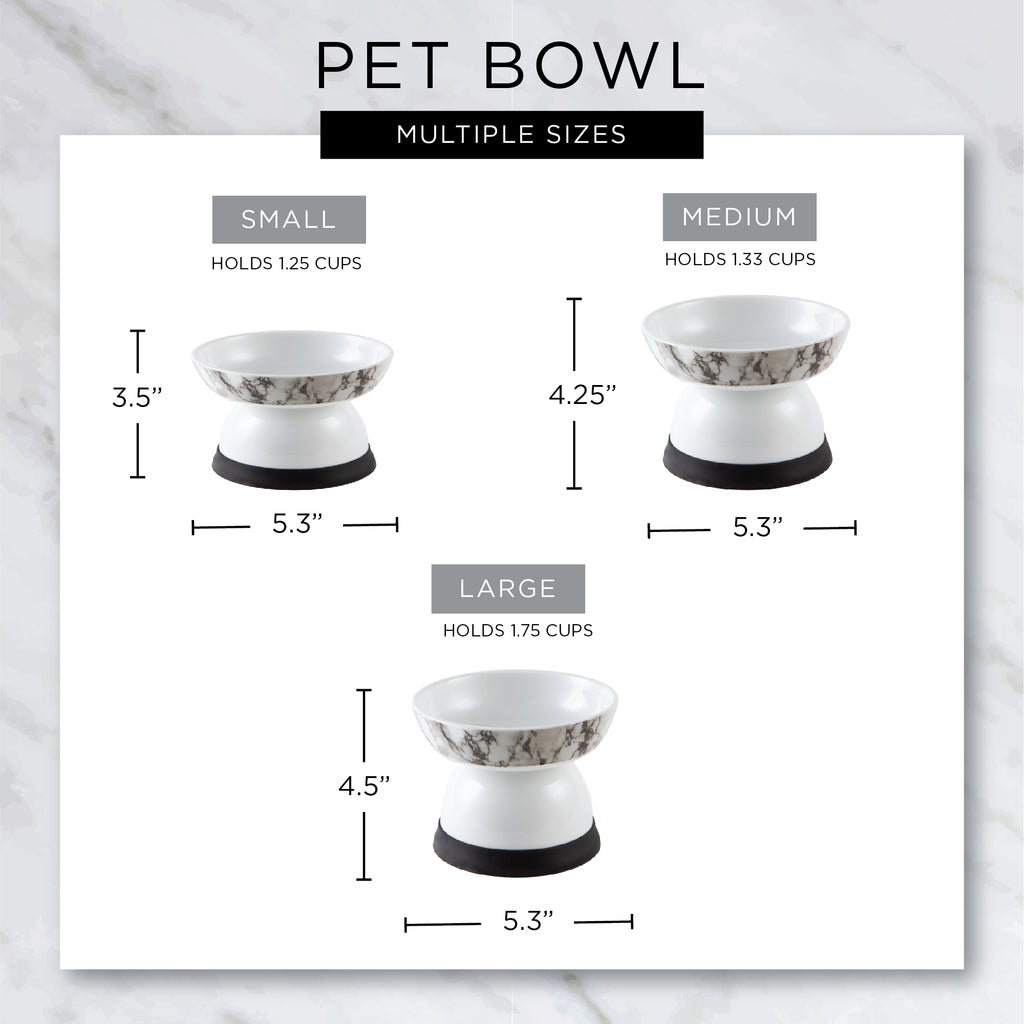 Pet Bowl Raised Marble Medium 5.3Dx4.25H Set of 2