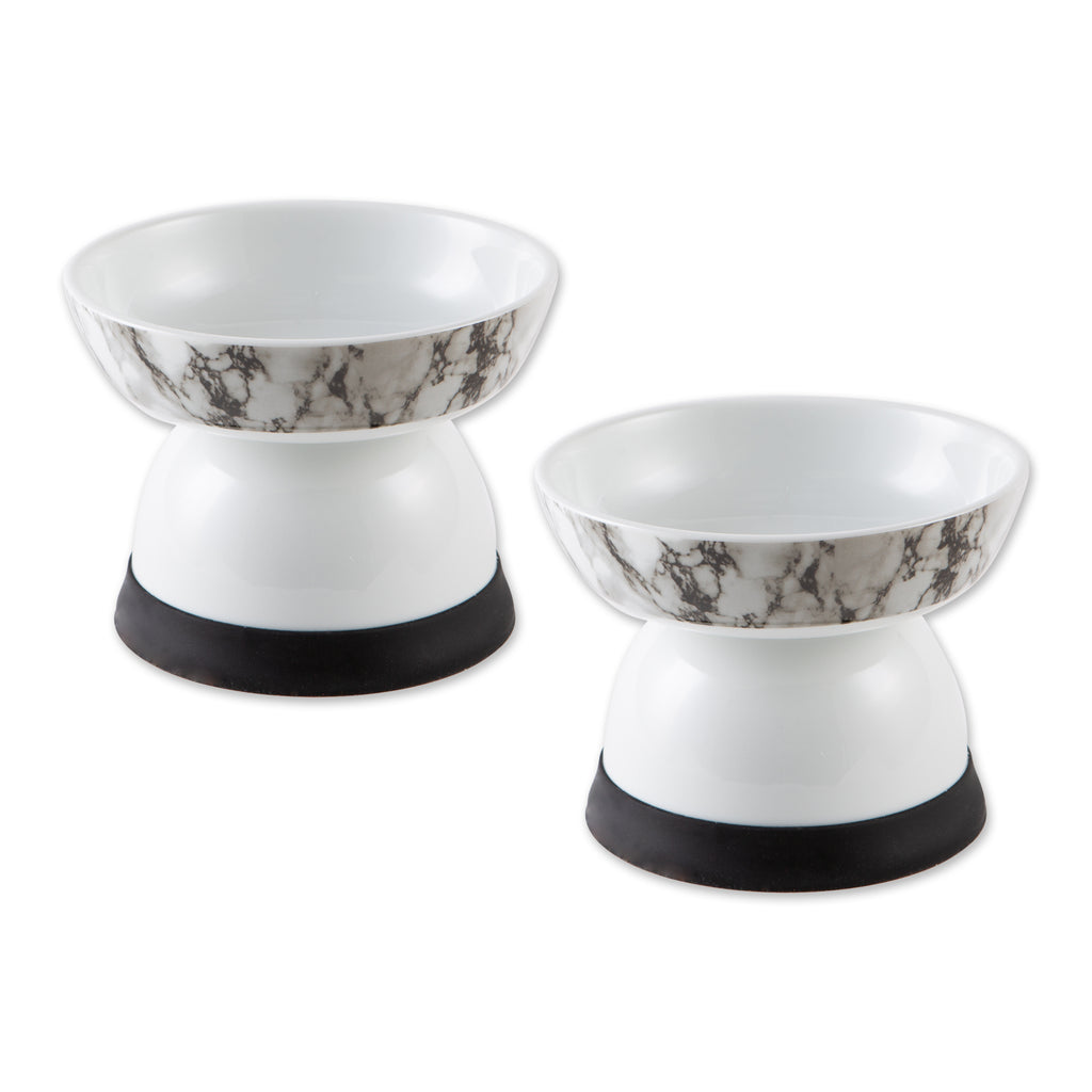 Pet Bowl Raised Marble Small 5.3Dx3.5H Set of 2