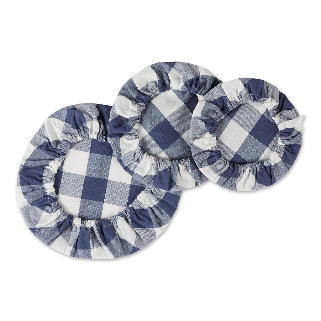 French Blue Buffalo Check Woven Dish Cover Set of 3