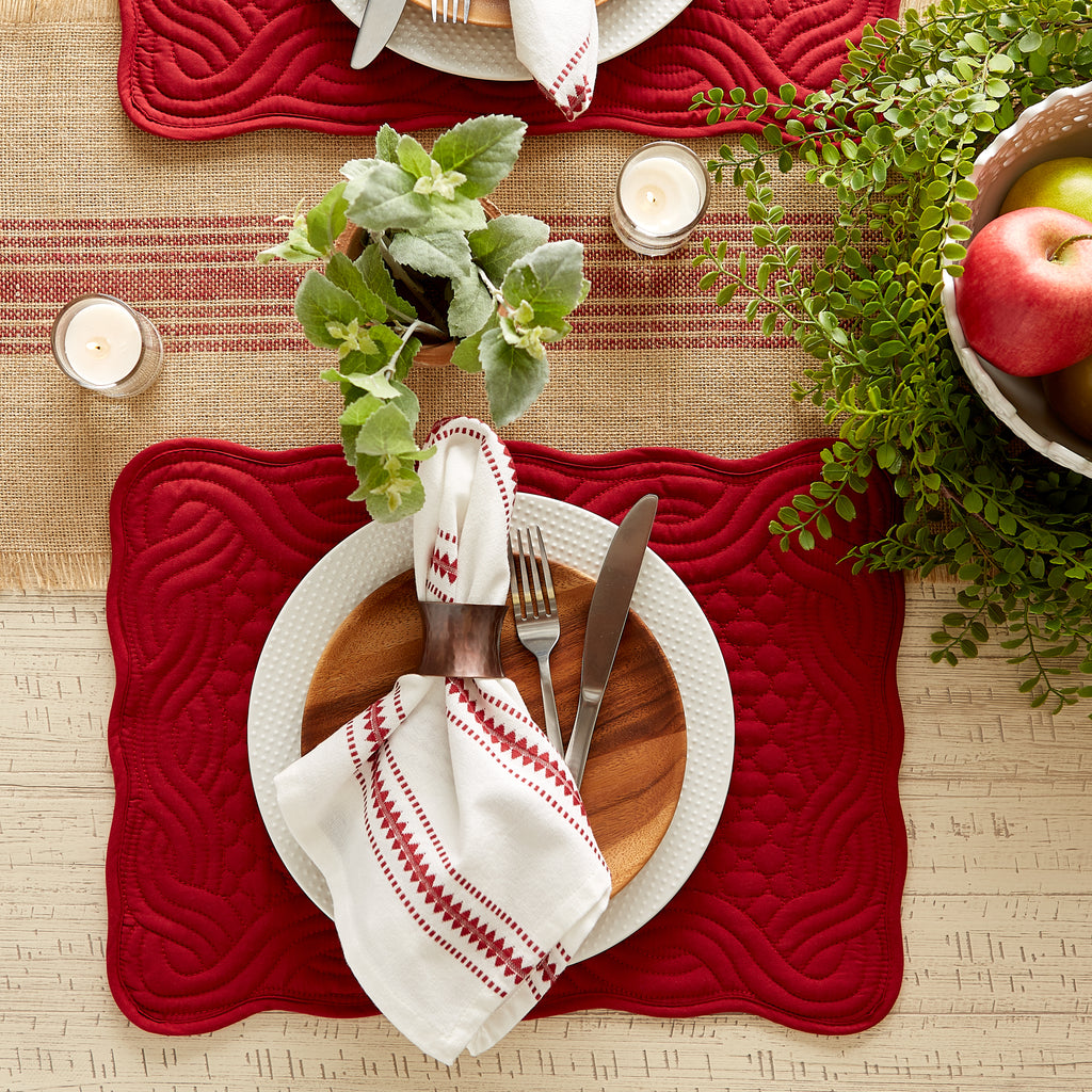 Cranberry Quilted Farmhouse Placemat Set of 6