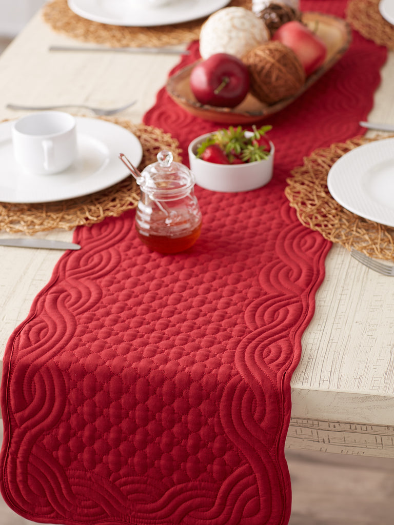 Cranberry Quilted Farmhouse Table Runner 13x72