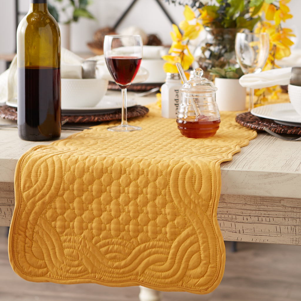 Honey Gold Quilted Farmhouse Table Runner 13X72
