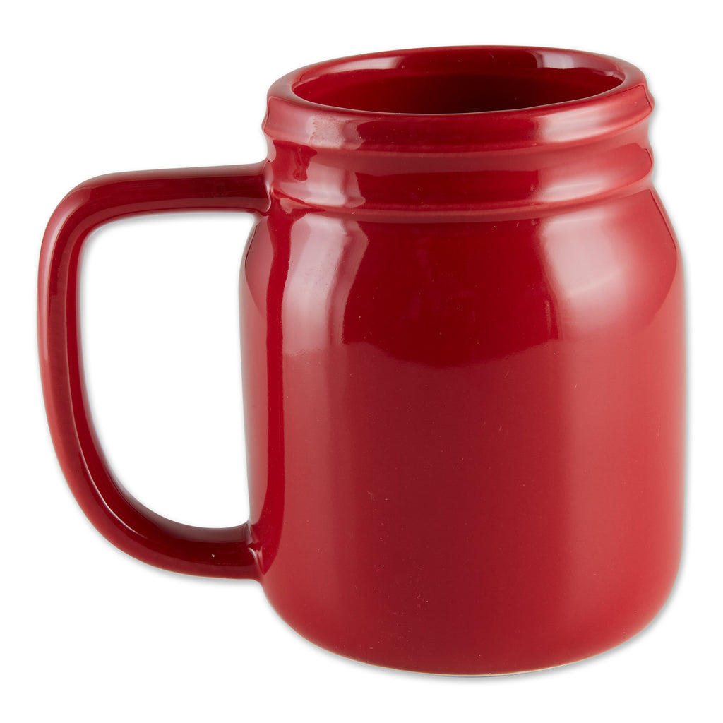 Red Mason Jar Ceramic Mug set of 2