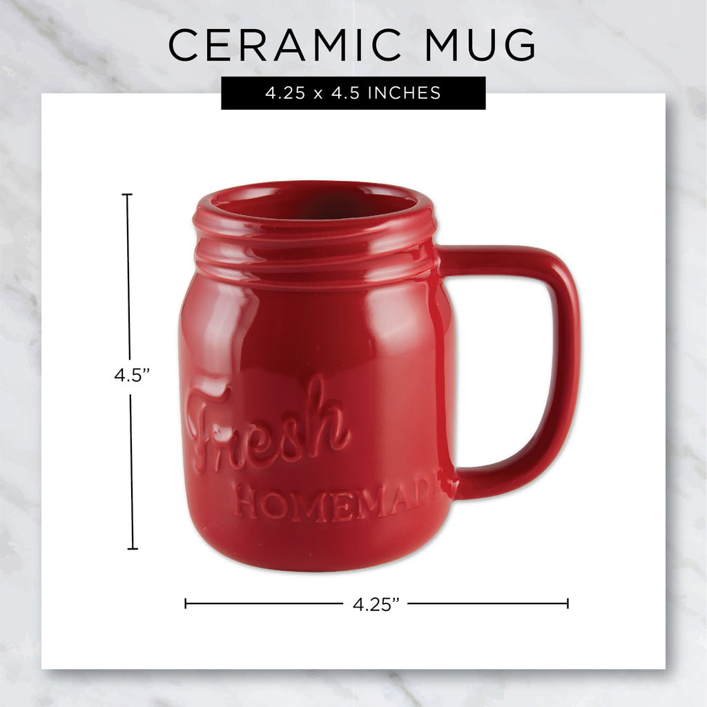 Red Mason Jar Ceramic Mug set of 2
