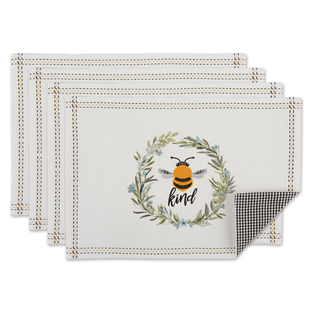 Bee Kind Reversible Embellished Placemat Set of 4