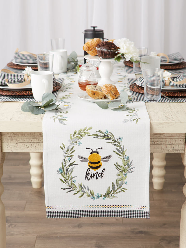 Bee Kind Reversible Embellished Table Runner 14X108