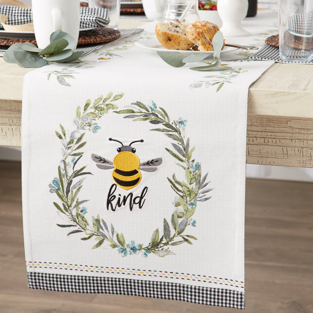 Bee Kind Reversible Embellished Table Runner 14X108