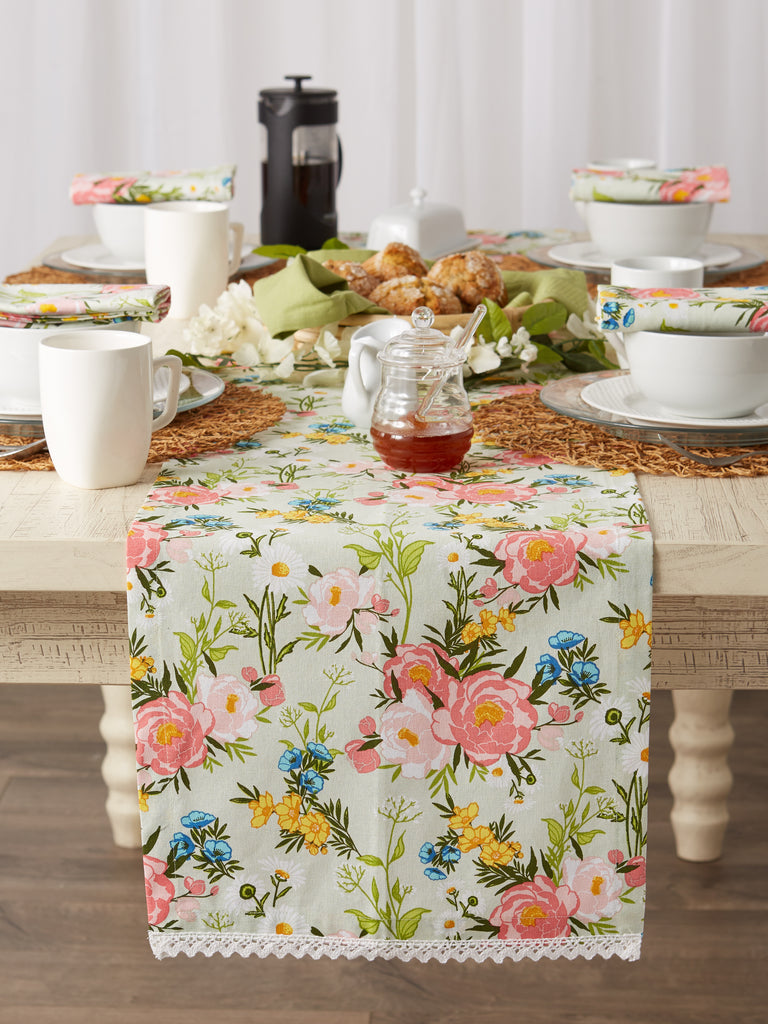 Spring Bouquet Print Table Runner 14X72