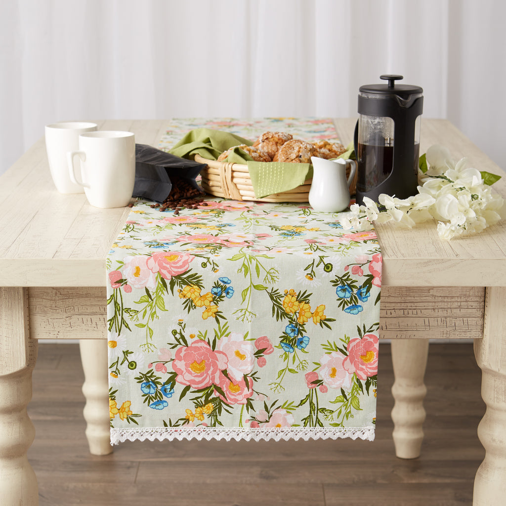 Spring Bouquet Print Table Runner 14X72