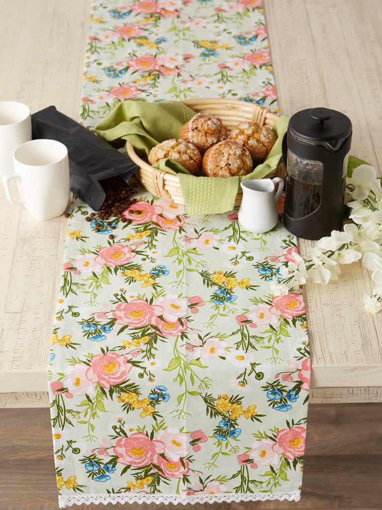 Spring Bouquet Print Table Runner 14X72