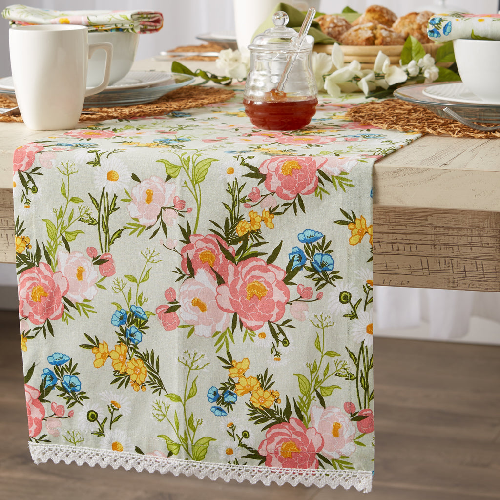 Spring Bouquet Print Table Runner 14X72