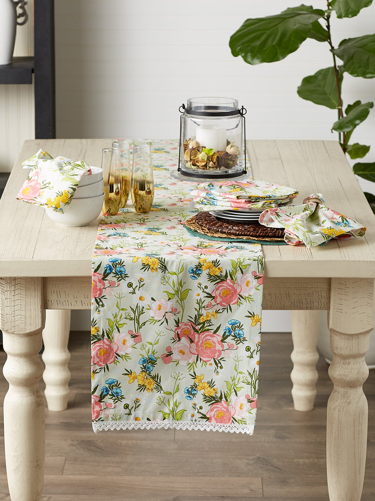 Spring Bouquet Print Table Runner 14X72