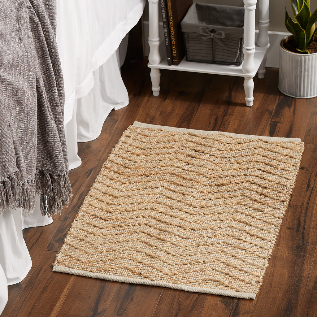 Off White With Natural Jute Chevron Hand-Loomed Rug 2X3 Ft