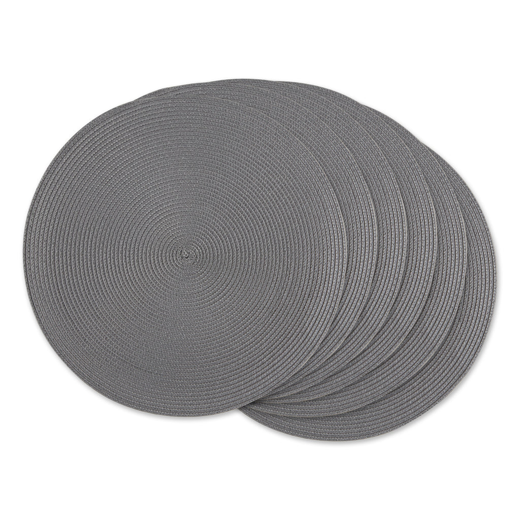 Gray Round Pp Woven Placemat Set of 6