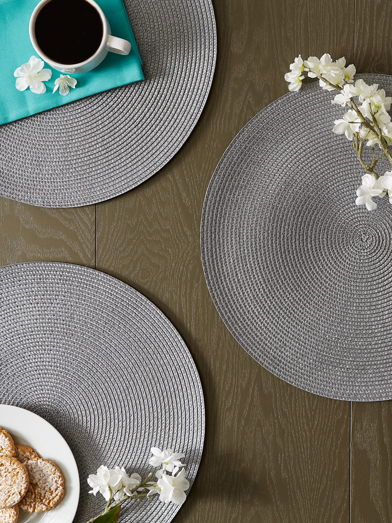 Gray Round Pp Woven Placemat Set of 6