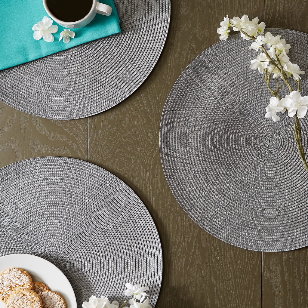 Gray Round Pp Woven Placemat Set of 6