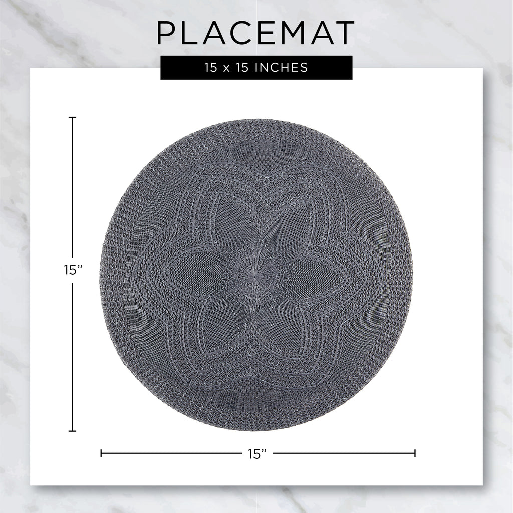 Gray Round Pp Woven Placemat Set of 6