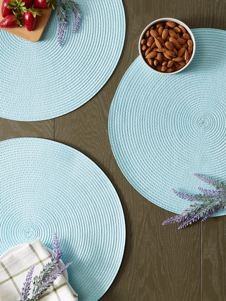 Robbins Egg Blue Round Pp Woven Placemat Set of 6