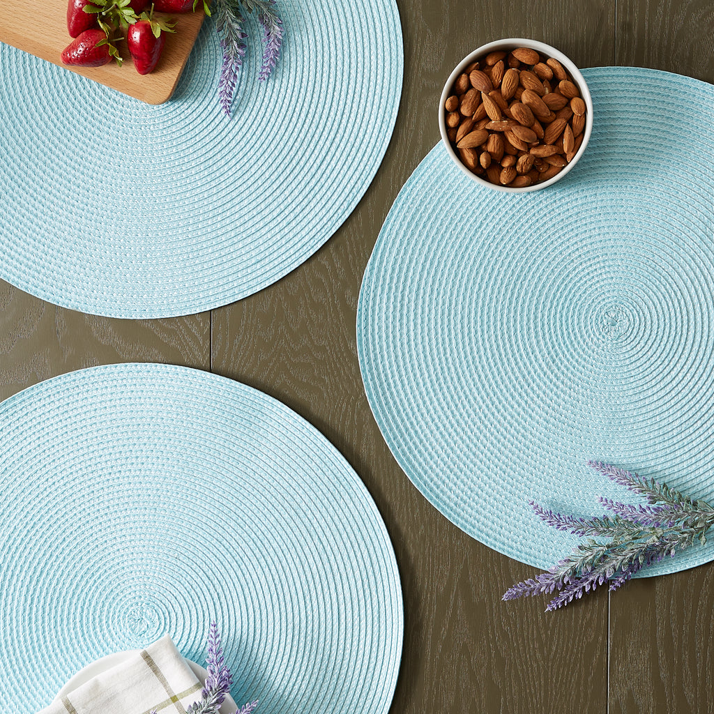 Robbins Egg Blue Round Pp Woven Placemat Set of 6