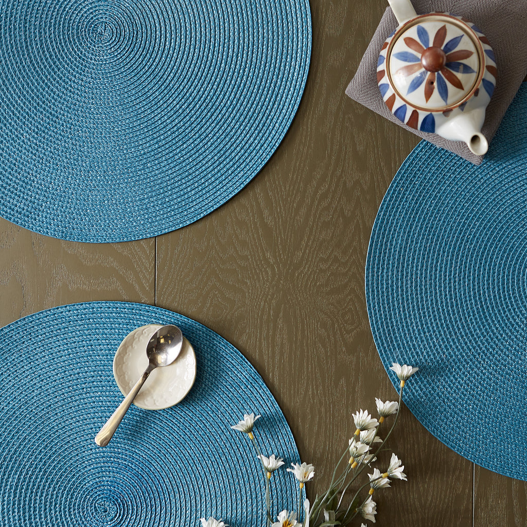 Storm Blue Round Pp Woven Placemat Set of 6