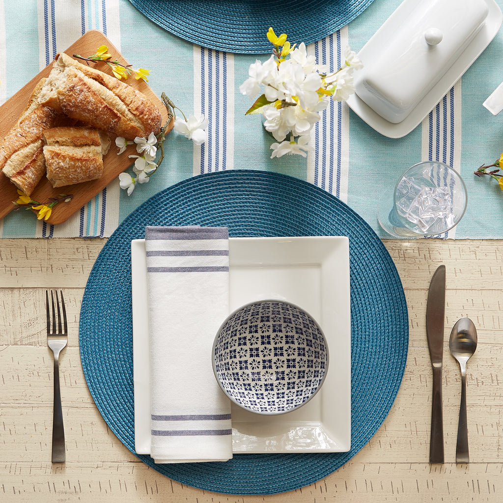 Storm Blue Round Pp Woven Placemat Set of 6