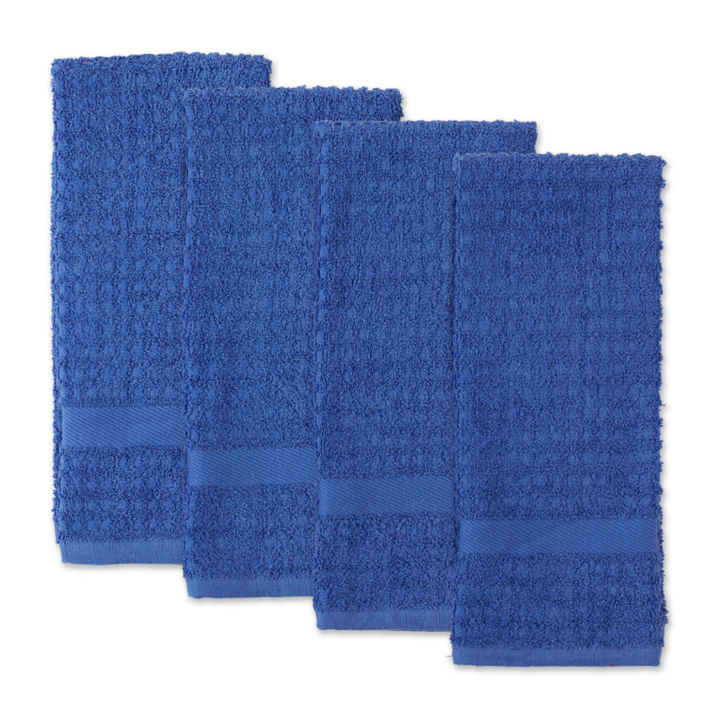 Solid Blueberry Waffle Terry Dishtowel Set of 4