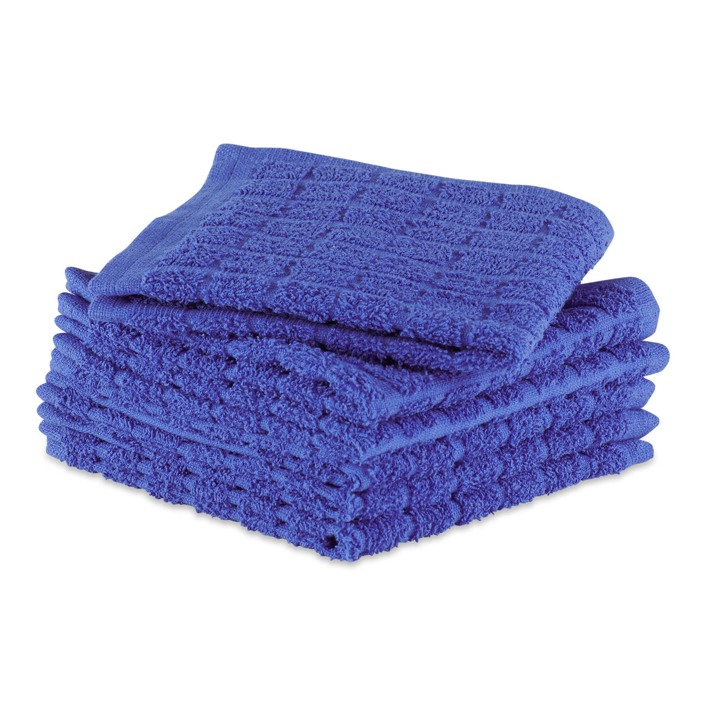 Solid Blueberry Windowpane Terry Dishcloth Set Of 6