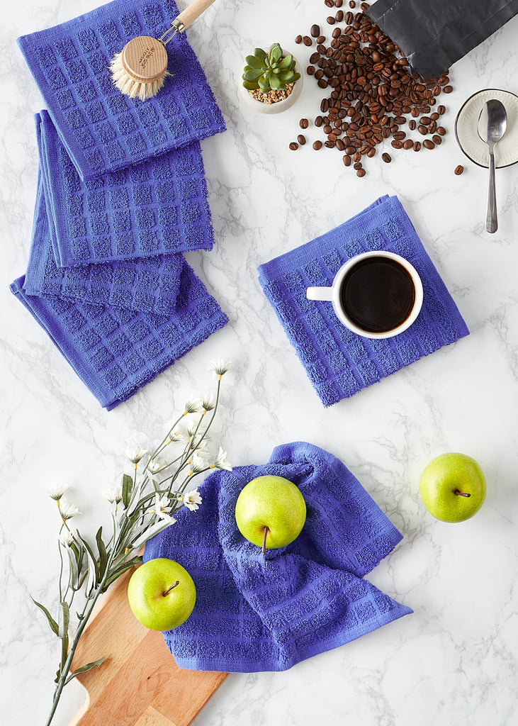 Solid Blueberry Windowpane Terry Dishcloth (Set Of 6)