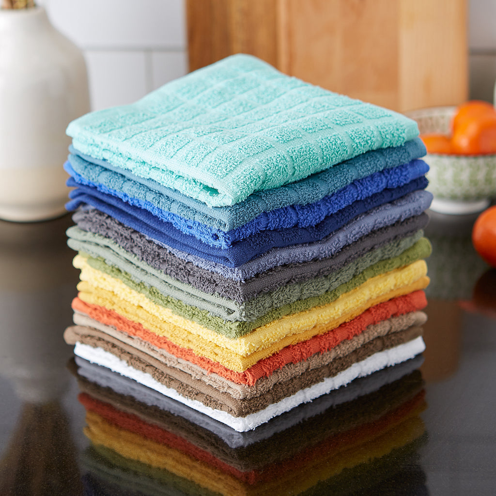 Solid Blueberry Windowpane Terry Dishcloth Set Of 6