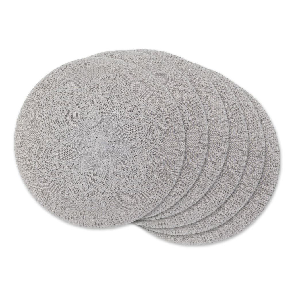 Light Gray Floral Pp Woven Round Placemat Set of 6