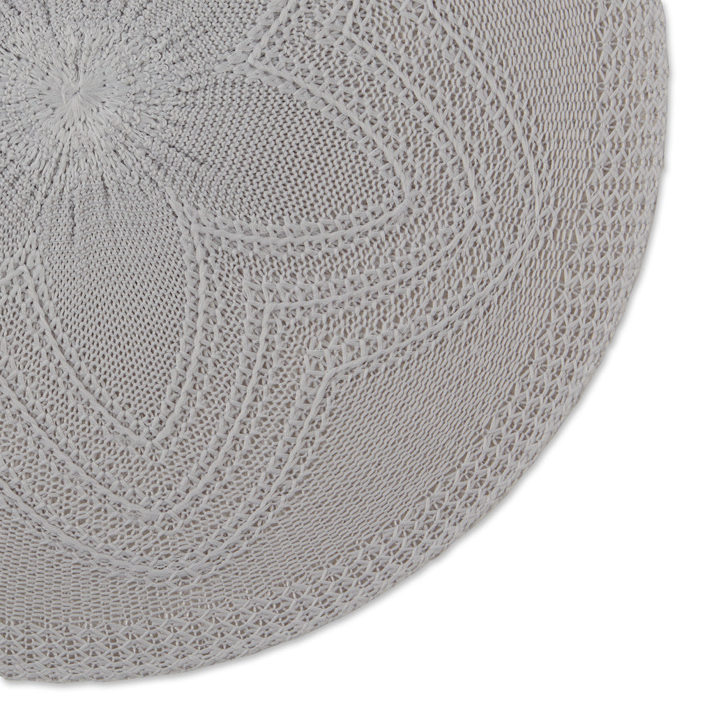 Light Gray Floral Pp Woven Round Placemat Set of 6