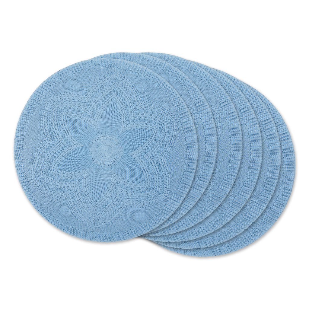 Light Blue Floral Pp Woven Round Placemat Set of 6