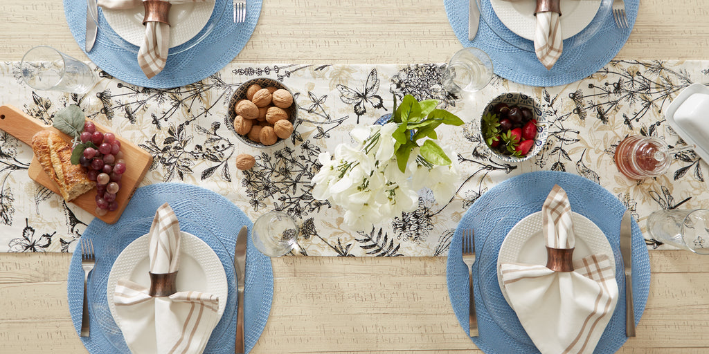 Light Blue Floral Pp Woven Round Placemat Set of 6