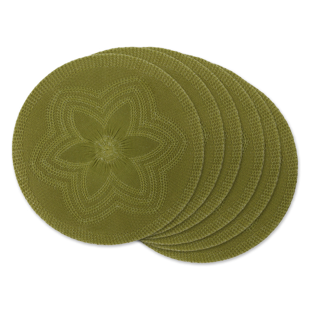 Antique Green Floral Pp Woven Round Placemat Set of 6