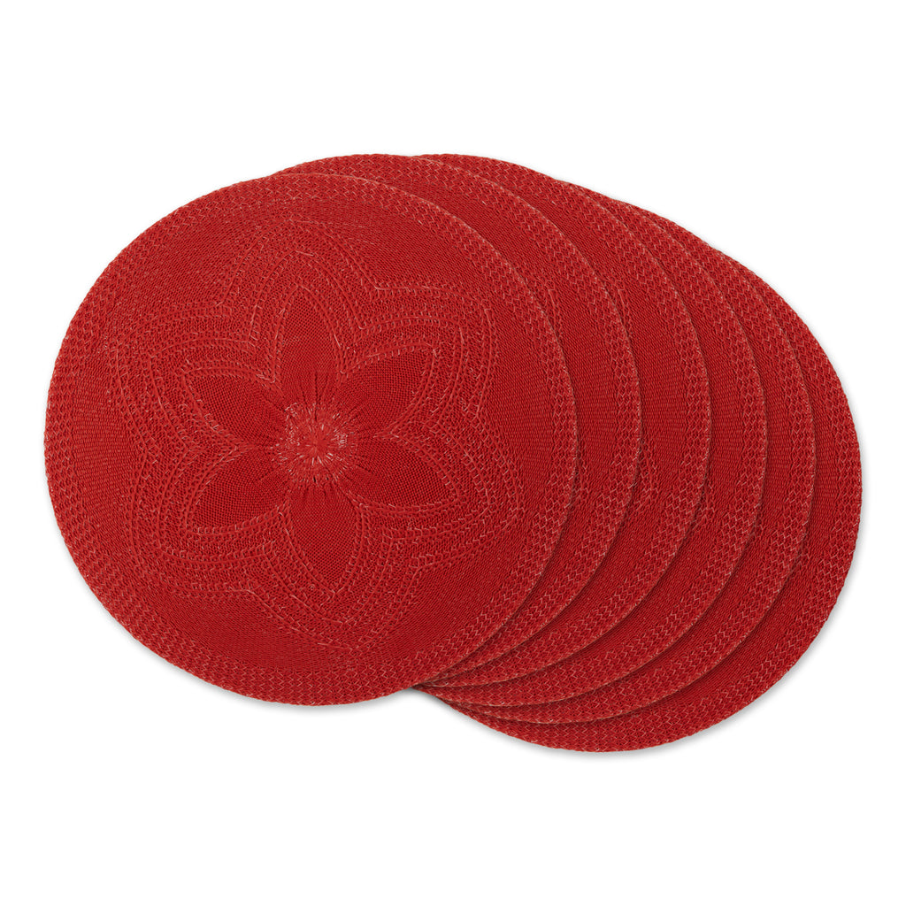 Vintage Red Floral Pp Woven Round Placemat Set of 6