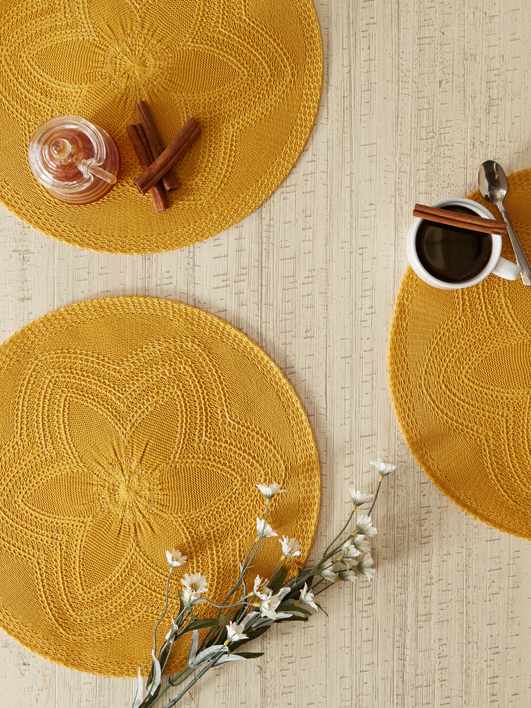 Honey Gold Floral Pp Woven Round Placemat Set of 6