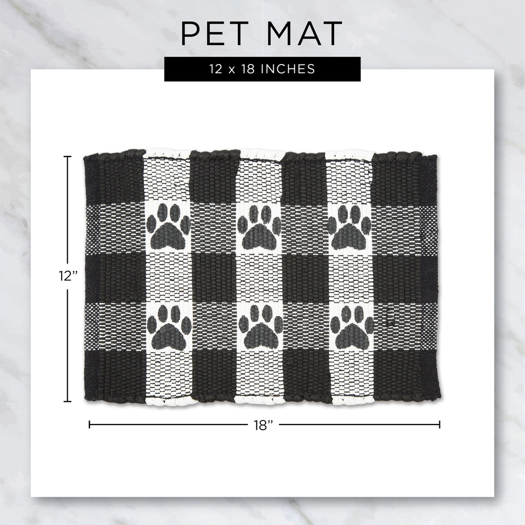 Gray & White Printed Paw Pet Feeding Mat 12 X 18 Set Of 2