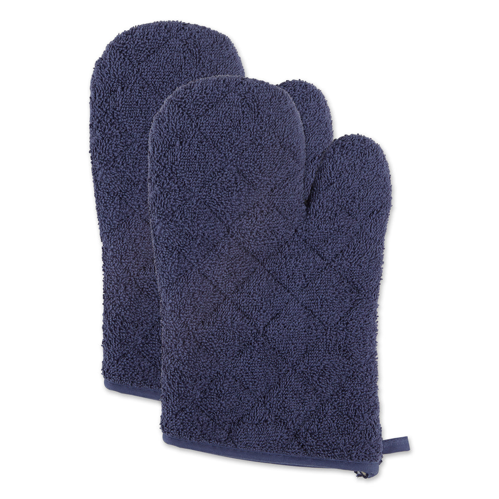 French Blue Terry Oven Mitt Set of 2