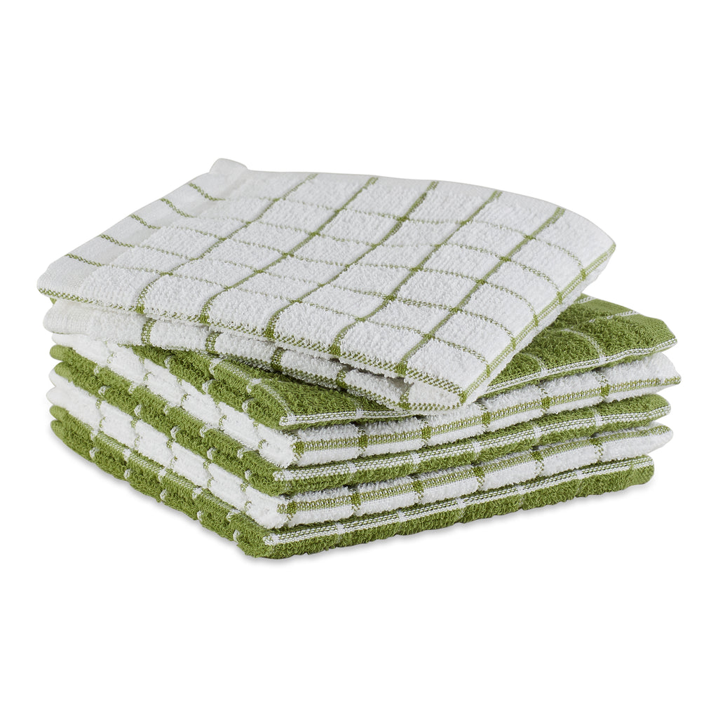 Antique Green Combo Windowpane Dishcloth Set Of 6