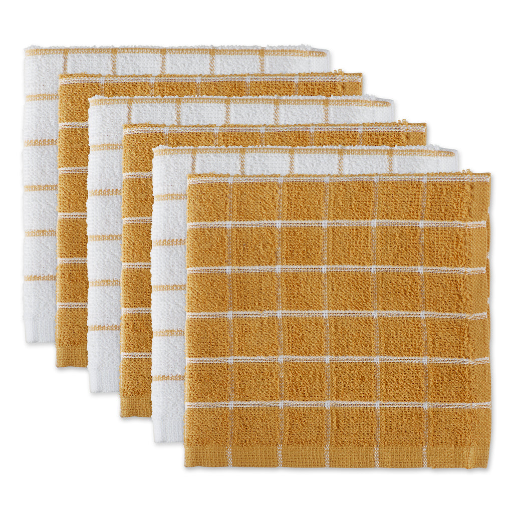 Honey Gold Combo Windowpane Dishcloth Set Of 6