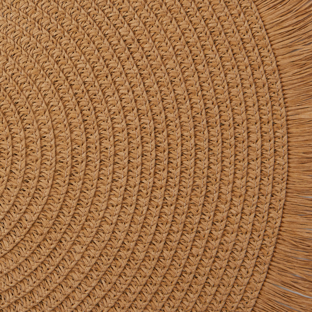 Natural Fringe Woven Polyester Round Placemat Set of 6