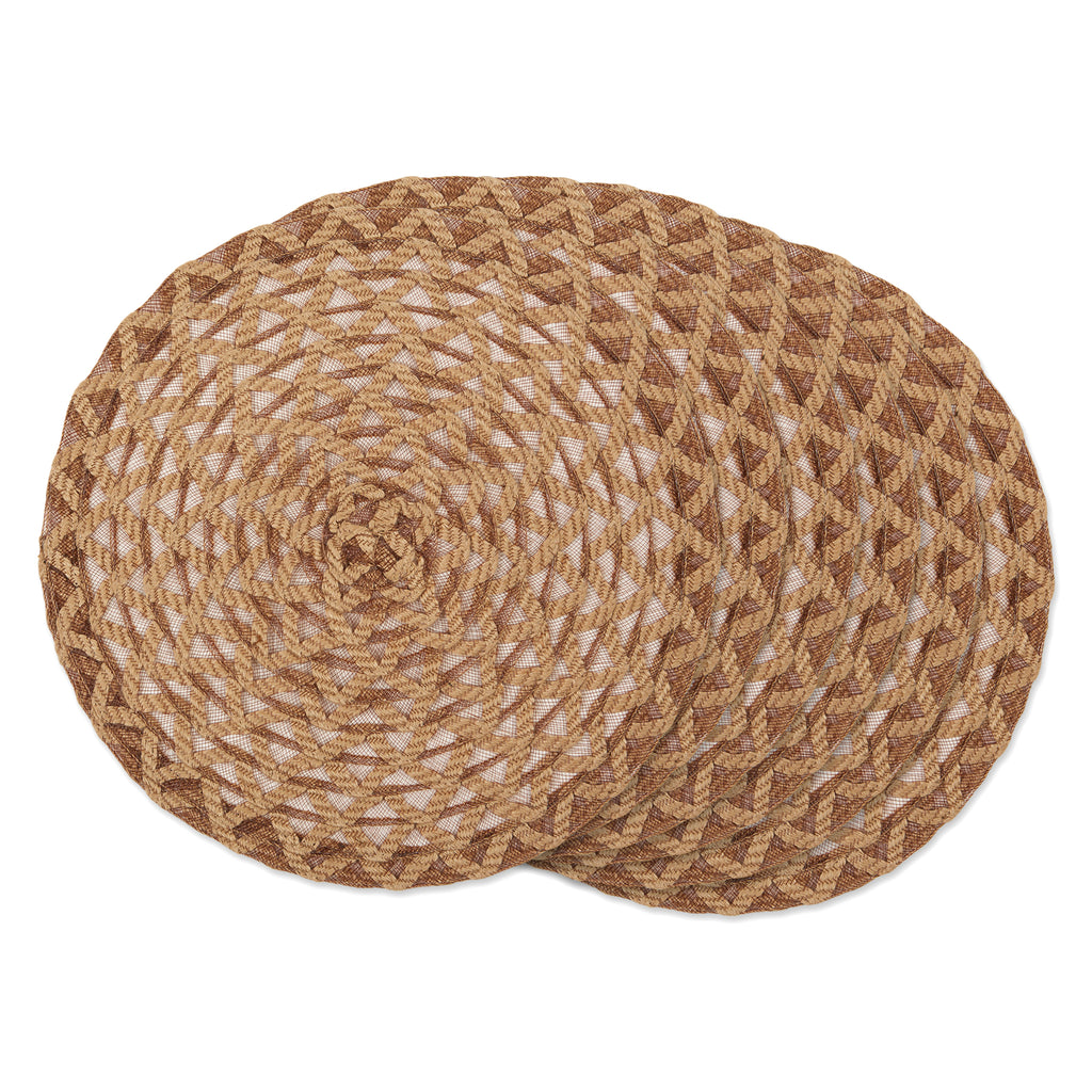 Natural Dahlia Woven Polyester Round Placemat Set of 6