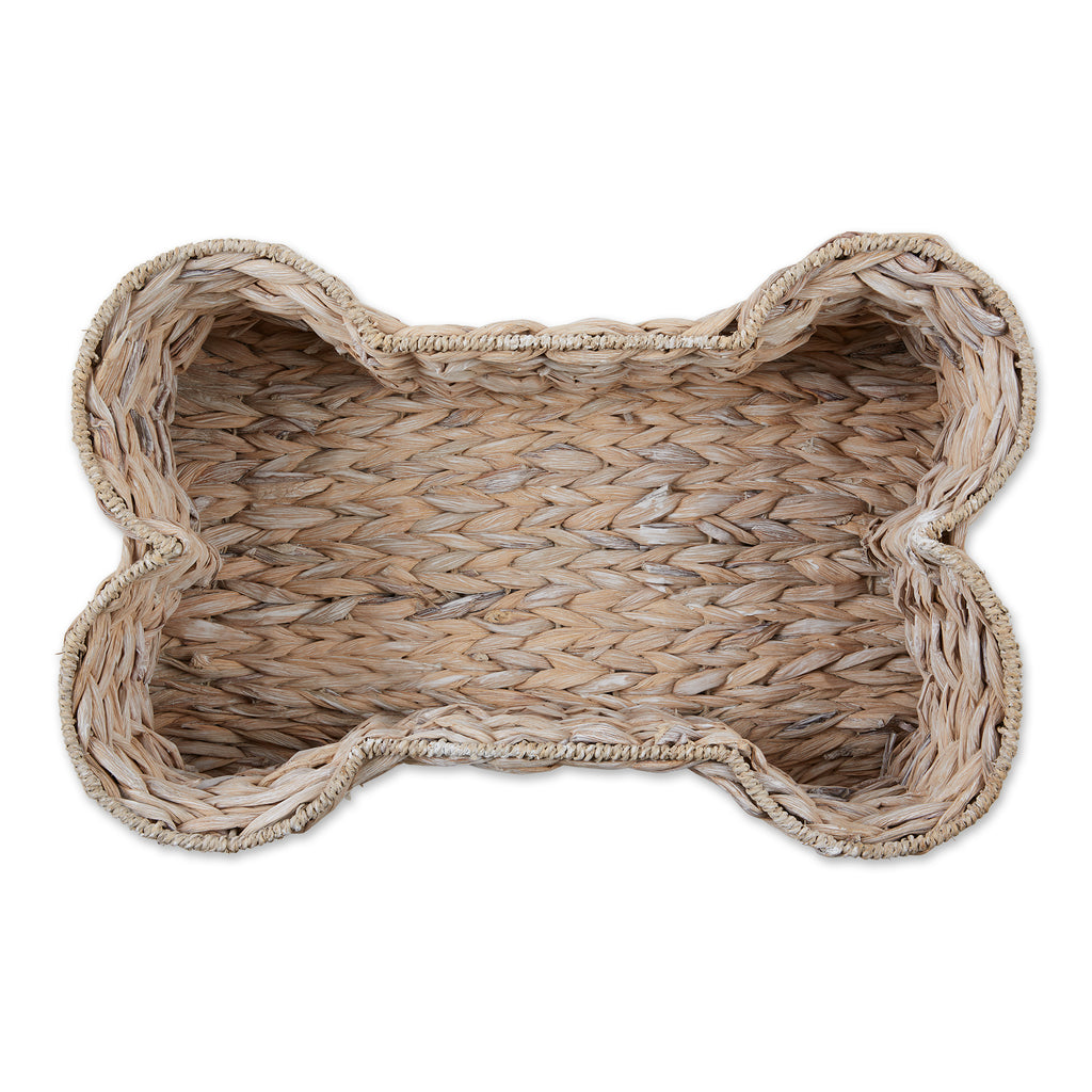 White Wash Hyacinth Bone Pet Basket Medium 21X13X8