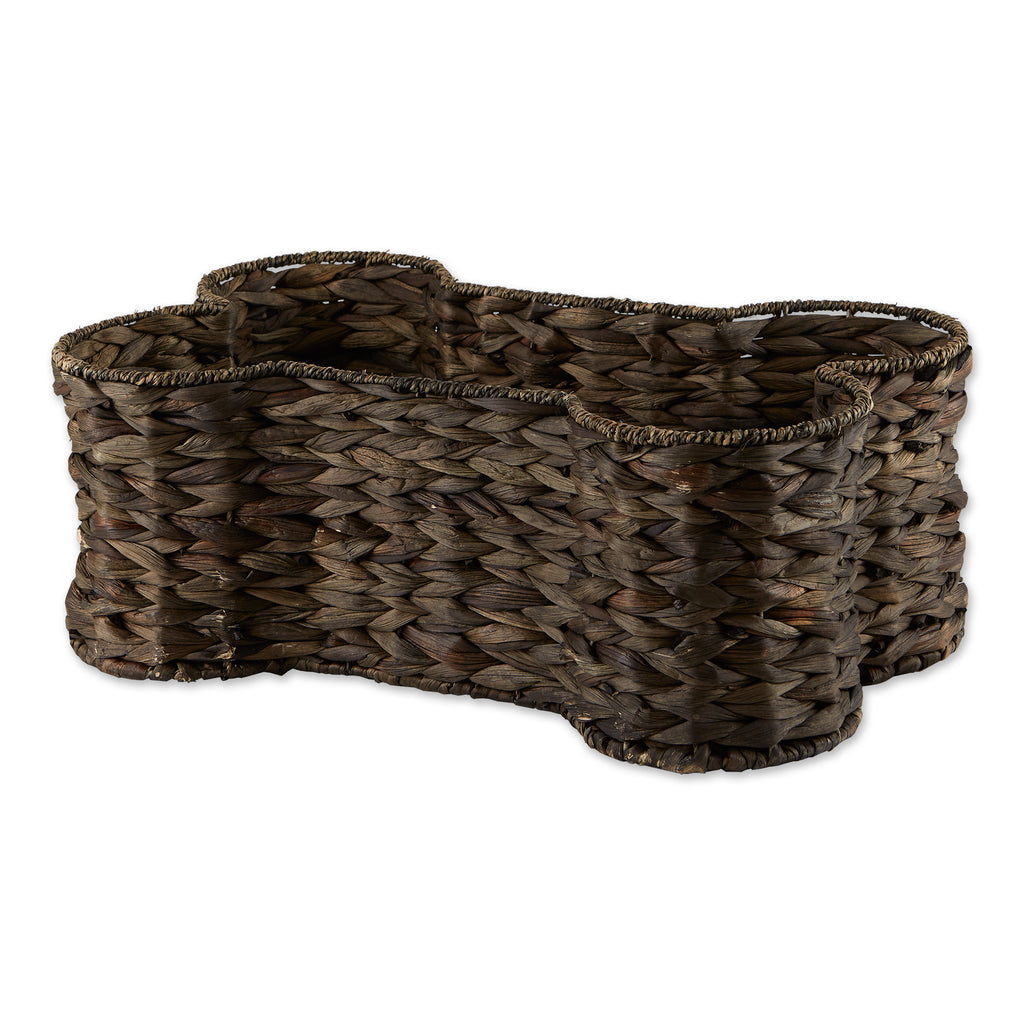 Gray Wash Hyacinth Bone Pet Basket Large 24x15x9