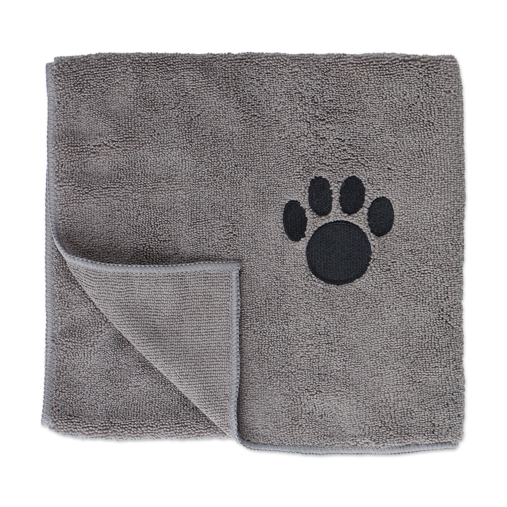 Gray Embroidered Paw Small Pet Towel Set of 3